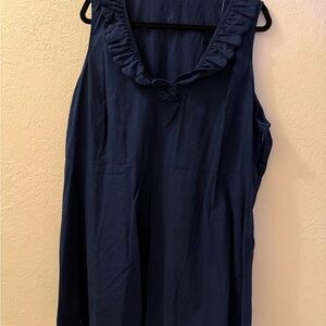 Crown & Ivy Midnight Blue Ruffle Blouse
